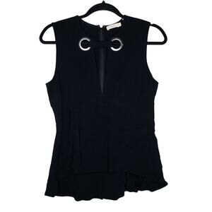 ALC Anette Blouse Black Key Hold Cut Out Silver Hardware Peplum SZ 6